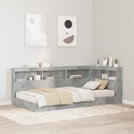 vidaXL Lit Bibliothèque Gris béton 100 x 200 cm Bois d'ingénierie