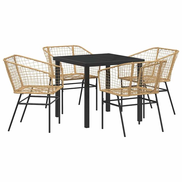 vidaXL Ensemble de salle à manger pour jardin 5 Pièces Marron polyrotin