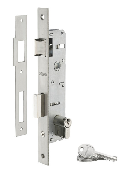 THIRARD - Boitier de serrure encastrable à cylindre pour menuiserie métallique  axe 25mm  bouts carrés  zingué - THIRARD