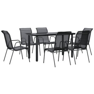 vidaXL Ensemble à manger de jardin 7 Pièces noir textilène et acier