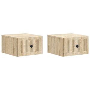vidaXL Cabinet de chevet mural 2 Pièces Chêne Sonoma 33 x 34 5 x 20 cm