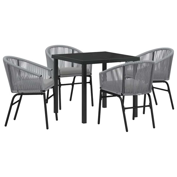 vidaXL Ensemble de salle à manger pour jardin 5 Pièces Gris Poly rotin