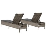vidaXL Chaises longues avec coussins lot de 2 gris résine tressée