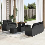 vidaXL Ensemble de Canapé de Jardin Modulaire avec coussin avec stockage 8 Pièces Noir