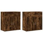 vidaXL Buffets 2 Pièces chêne fumé 79x38x80 cm bois d'ingénierie