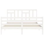 vidaXL Cadre de lit avec tête de lit blanc King Size bois massif