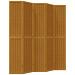 vidaXL Cloison de séparation 5 panneaux marron bois paulownia massif