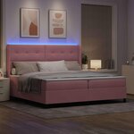 vidaXL Lit à ressorts avec matelas avec LED Rose 200 x 200 cm Velours