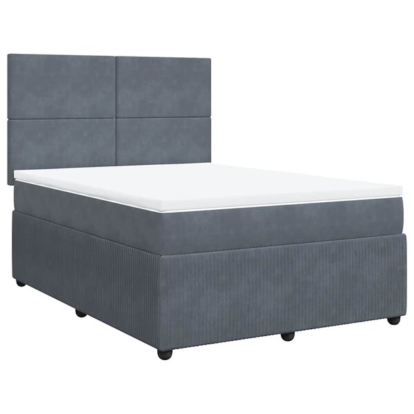 vidaXL Sommier à lattes de lit et matelas Gris foncé 140x200cm Velours