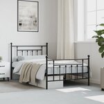 vidaXL Cadre de lit métal sans matelas avec pied de lit noir 107x203cm