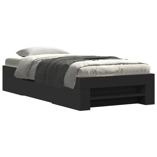 vidaXL Cadre de lit sans matelas noir 90x200 cm bois d'ingénierie