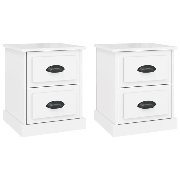 vidaXL Tables de chevet 2 Pièces blanc brillant 39x39x47 5 cm