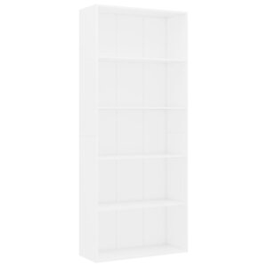 vidaXL Bibliothèque à 5 niveaux Blanc 80x30x189 cm Bois d'ingénierie