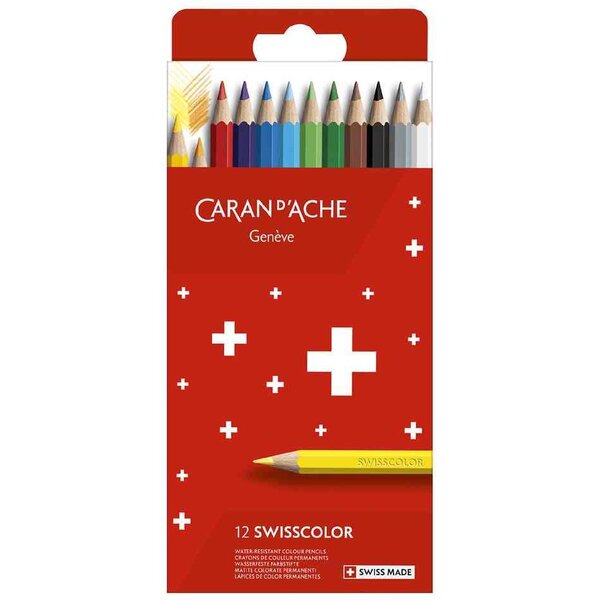 Crayons de couleur swisscolor étui carton de 12 caran d'ache