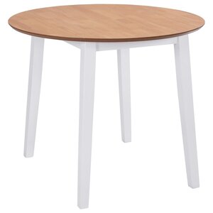 vidaXL Table à manger ronde à abattant MDF blanc