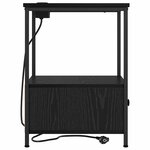 vidaXL Table de nuit avec station de chargement 2 Pièces Chêne noir