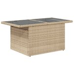 vidaXL Table de jardin dessus en verre beige 100x55x73 cm poly rotin