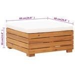 vidaXL Table et repose-pied de jardin et coussin Bois d'acacia massif