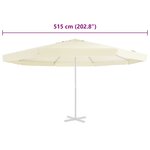 vidaXL Tissu de remplacement pour parasol d'extérieur Sable 515 cm