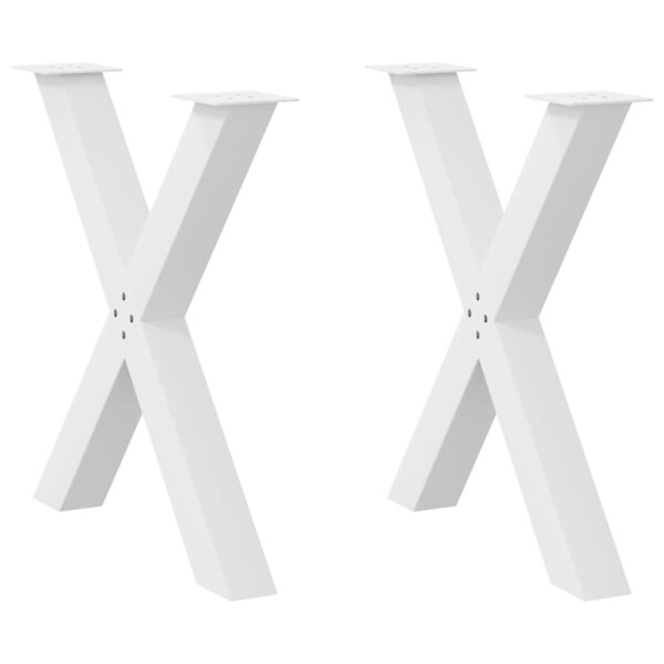 vidaXL Pieds de table à manger en forme de X 2 pièces blanc 80 x (72-73) cm acier
