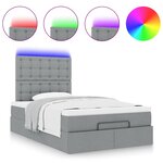vidaXL Cadre de lit ottoman et matelas gris clair 120x200 cm tissu