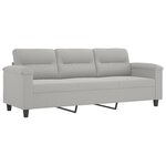 vidaXL Canapé 3 places repose-pieds Gris clair 180 cm Tissu microfibre