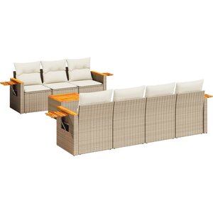 vidaXL Salon de jardin avec coussins 8 Pièces beige résine tressée