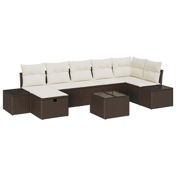 vidaXL Ensemble de canapé de jardin 8 Pièces Marron 55 x 62 x 69 cm