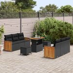 vidaXL Ensemble de canapé de jardin avec coussin 9 Pièces Noir