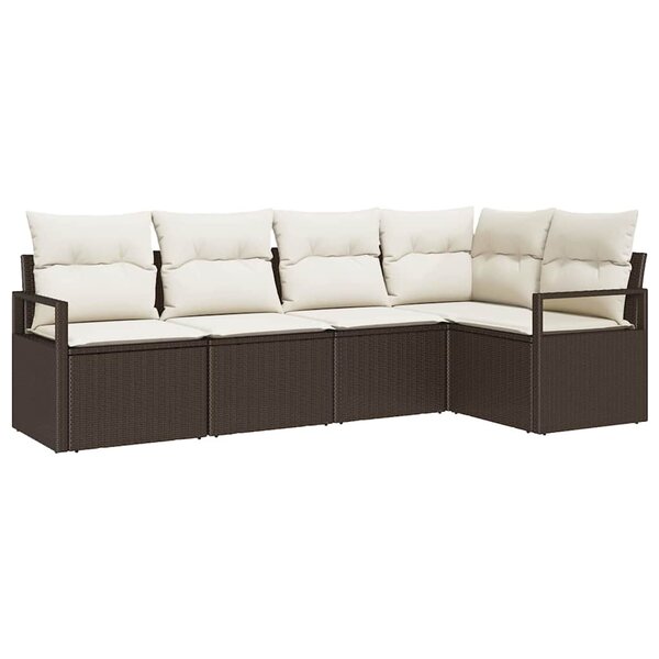 vidaXL Ensemble de canapé de jardin 5 Pièces Marron et blanc polyrotin