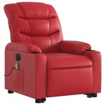 vidaXL Fauteuil inclinable de massage électrique rouge similicuir