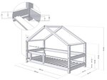 Lit cabane enfant en bois massif Gris - 90 x 200 cm