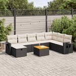 vidaXL Salon de jardin 9 Pièces avec coussins noir résine tressée
