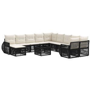 vidaXL Ensemble de canapé de jardin 12 Pièces Noir polyrotin