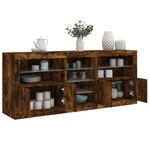 vidaXL Buffet avec lumières LED chêne fumé 181 5x37x67 cm