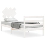 vidaXL Cadre de lit avec tête de lit blanc petit simple bois massif