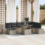 vidaXL Ensemble de canapé de jardin 9 Pièces Gris clair polyrotin