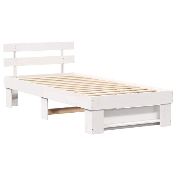 vidaXL Cadre de lit Blanc 90 x 190 cm Bois massif en pin
