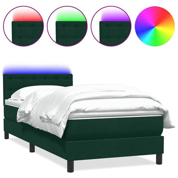 vidaXL Sommier à lattes de lit et matelas et LED vert foncé 80x220 cm velours