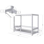 Lit cabane enfant BUNKY 90 x 190 gris clair