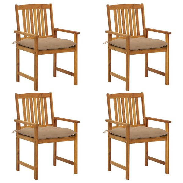 vidaXL Chaises de jardin avec coussins 4 Pièces Bois d'acacia massif
