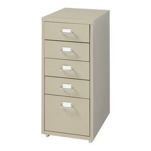 Caisson de bureau armoire meuble de rangement à roulettes avec 5 tiroirs 69 x 28 x 41 cm camel 03_0009100