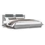 vidaXL Cadre de lit tête de lit et lumières LED sonoma gris 160x200 cm
