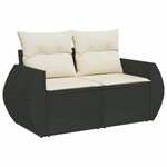 vidaXL Salon de jardin 5 Pièces avec coussins noir résine tressée