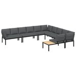 vidaXL Salon de jardin 6 Pièces avec coussins noir aluminium