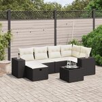 vidaXL Salon de jardin 7 Pièces avec coussins noir résine tressée