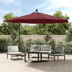 vidaXL Parasol déporté avec lumières LED Rouge bordeaux 350 cm