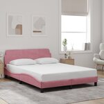 vidaXL Cadre de lit et tête de lit sans matelas rose 140x200cm velours