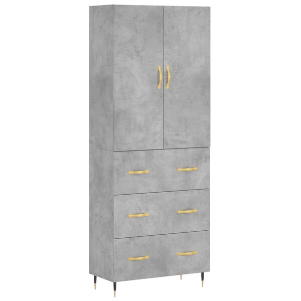 vidaXL Buffet haut Gris béton 69 5x34x180 cm Bois d'ingénierie