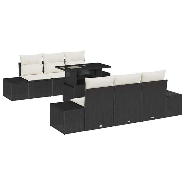 vidaXL Ensemble de canapé de jardin 7 Pièces Noir  Crème 100 x 55 x 73 cm
